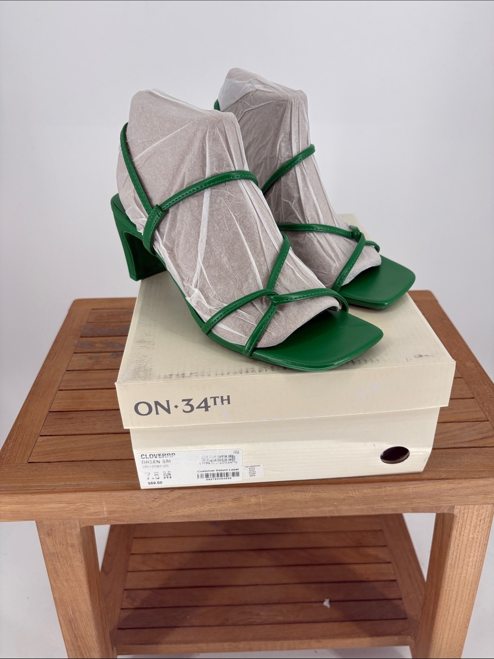 New On 34 th Green CLOVERRP Heel Sandals size 7.5 M